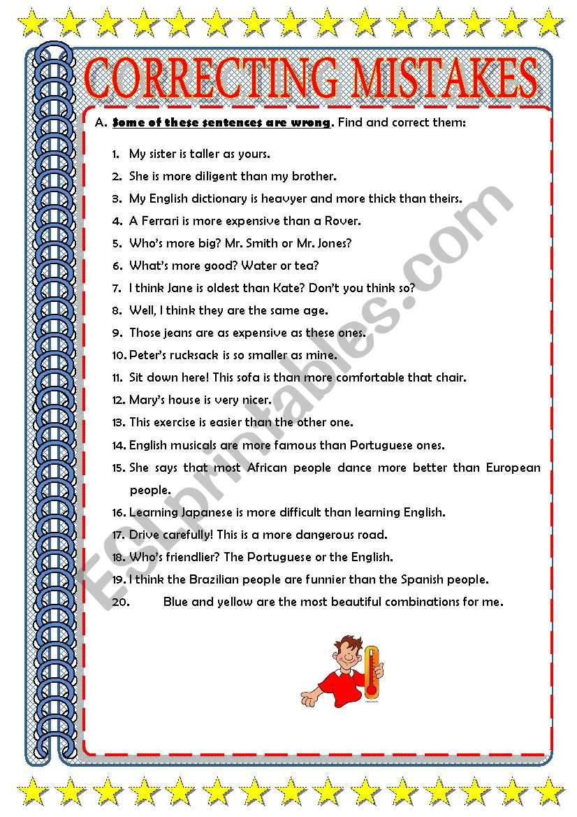 CORRECTING MISTAKES ESL Worksheet By Ascincoquinas