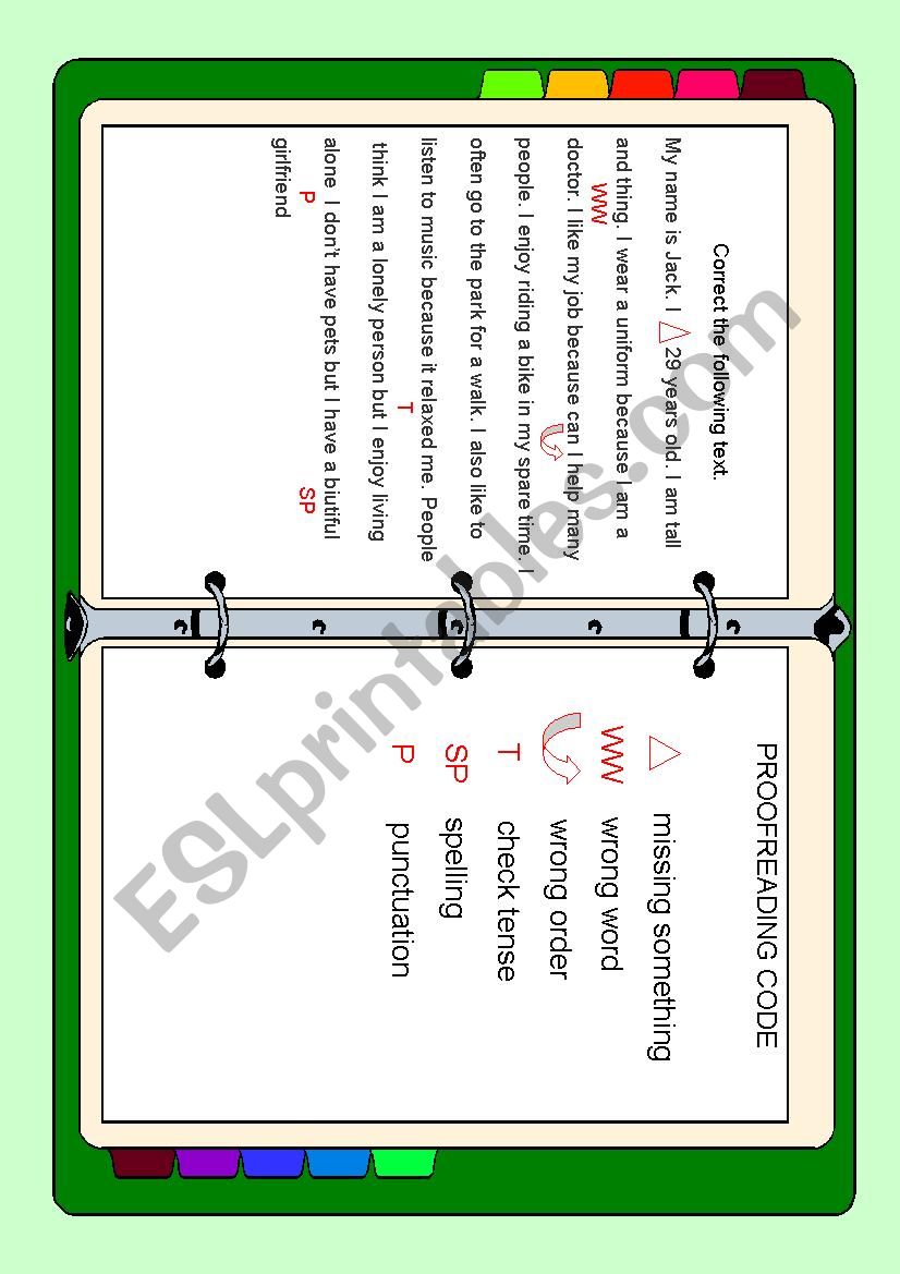 ERROR CORRECTION worksheet