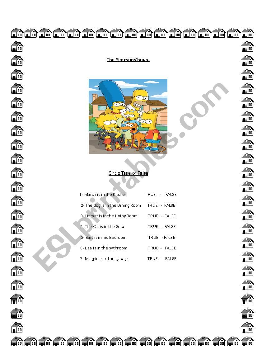 the simpsons house worksheet