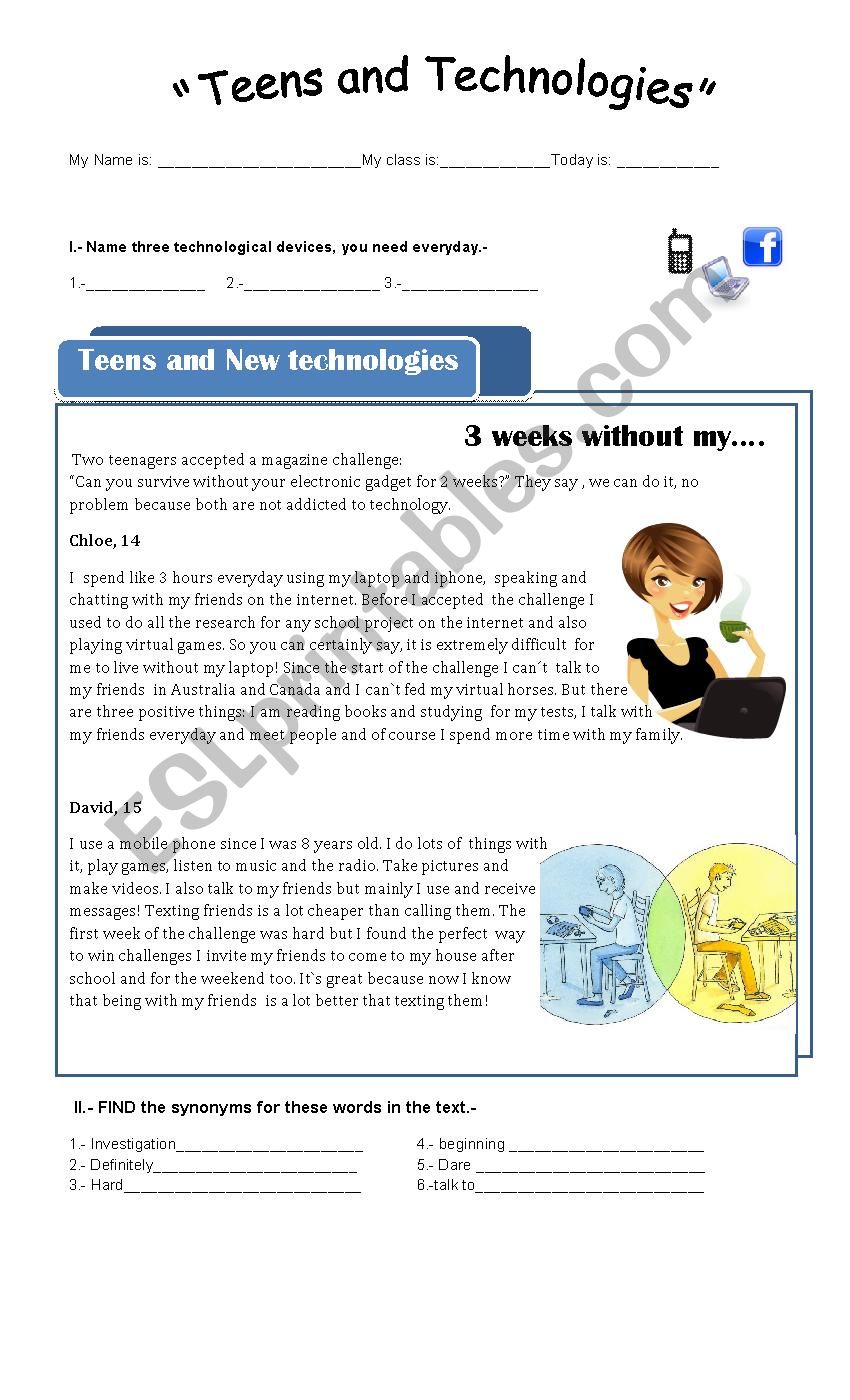 reading text  worksheet