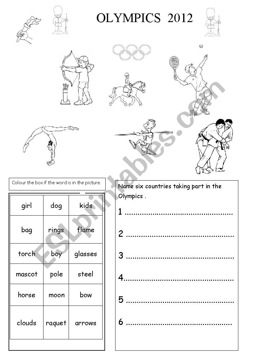 Olympics worksheet