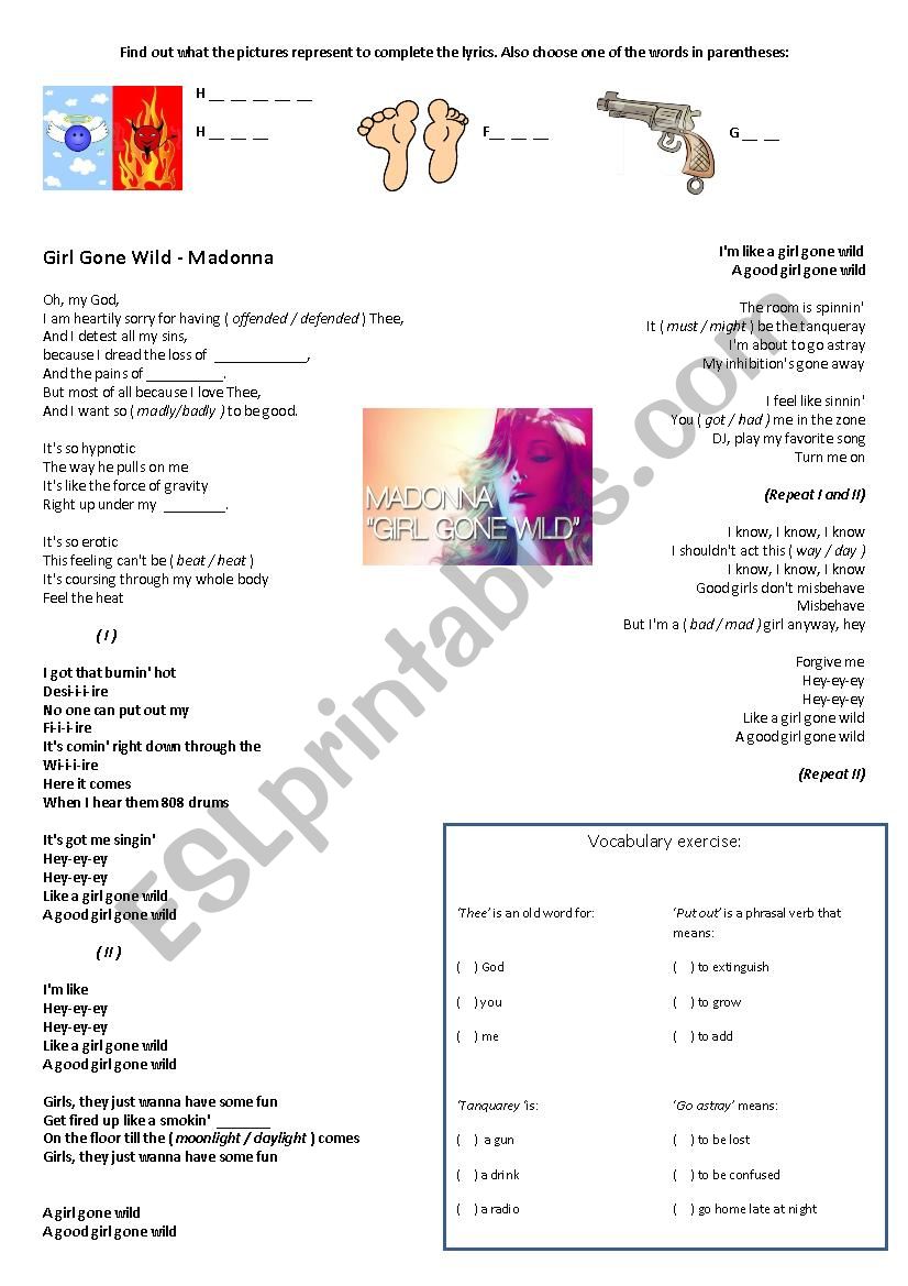 Girl Gone Wild - Madonna worksheet