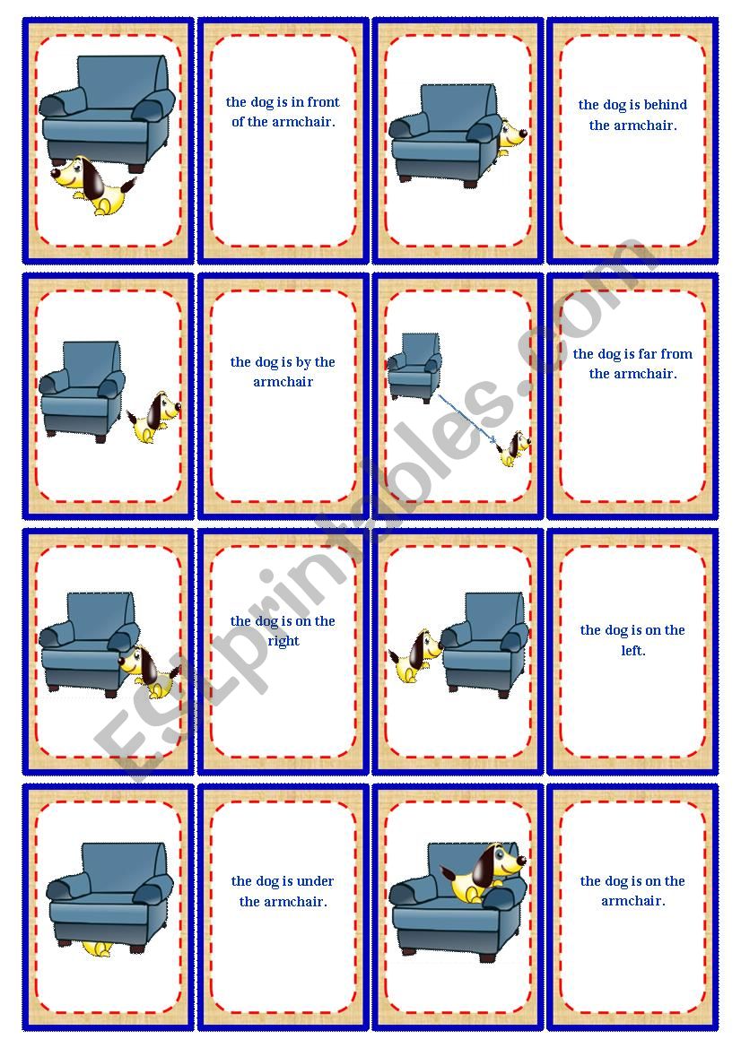 Prepositions - Memory Game - 16 pairs (3 pages) *editable