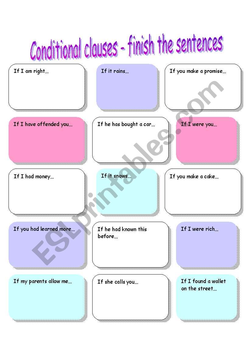 Conditional clauses worksheet