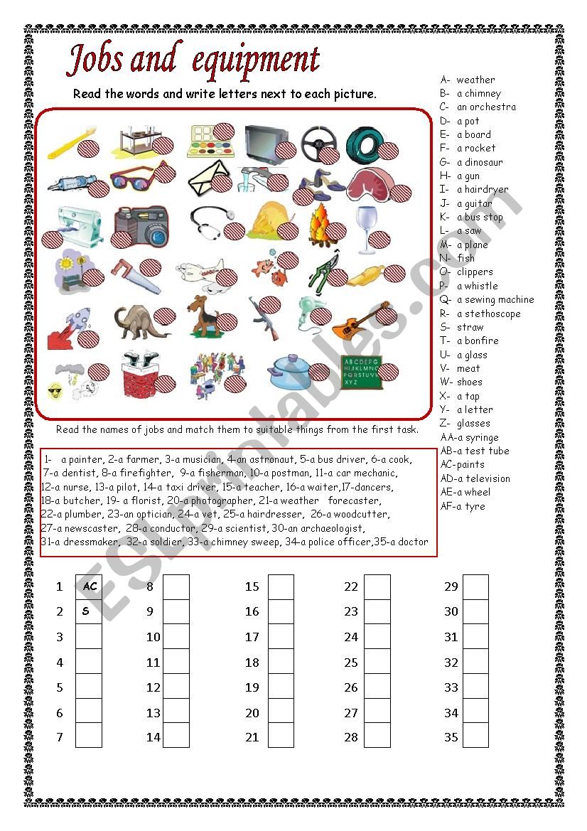 Jobs worksheet