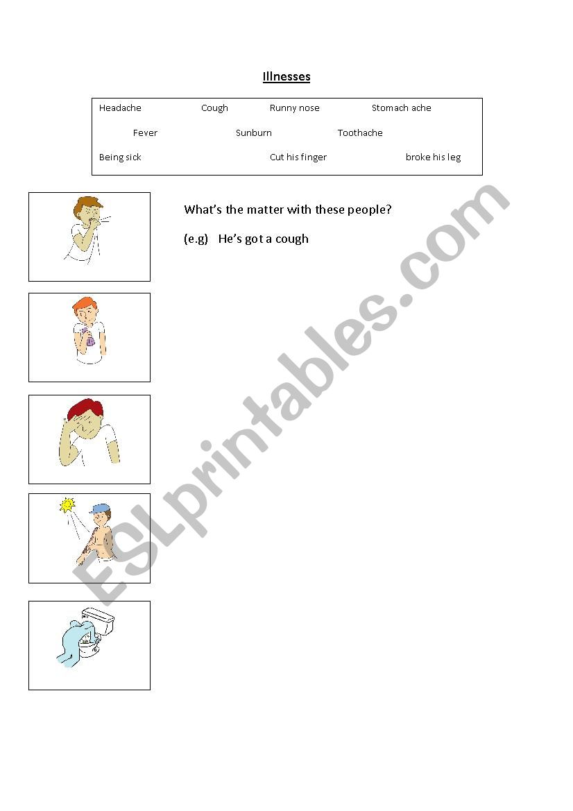 illnesses / sick / health  worksheet