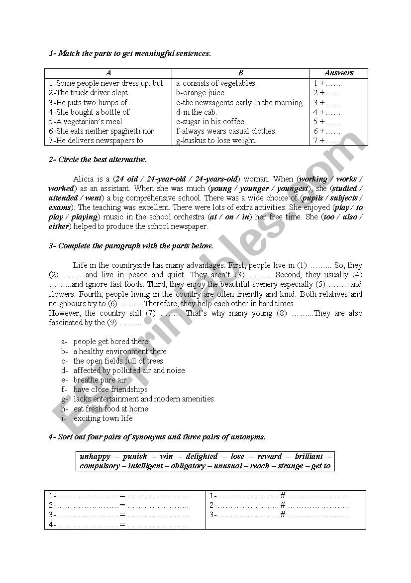 Language activities 18 worksheet