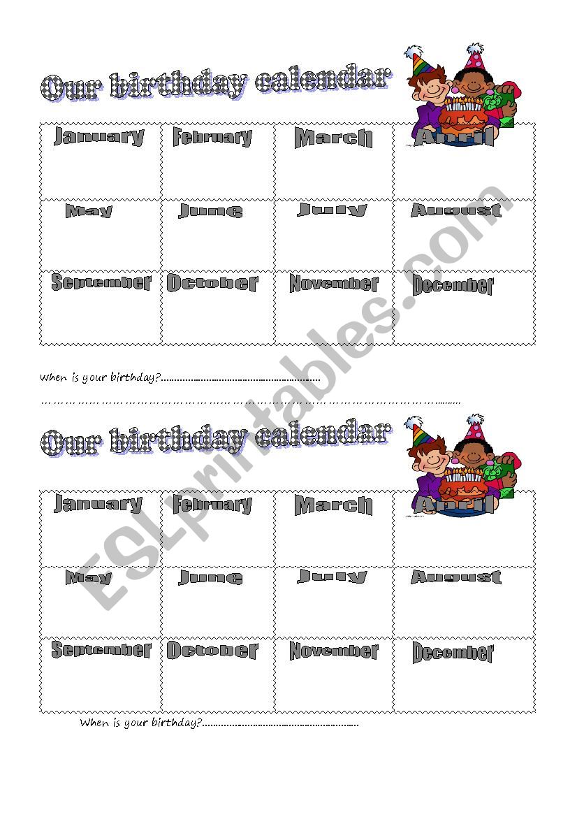 Birthday Calendar worksheet