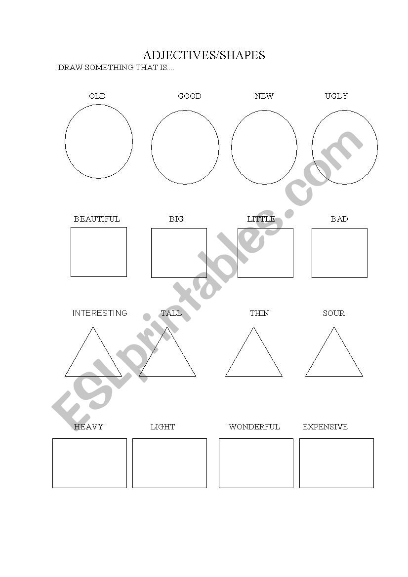 adjectives and shapes worksheet