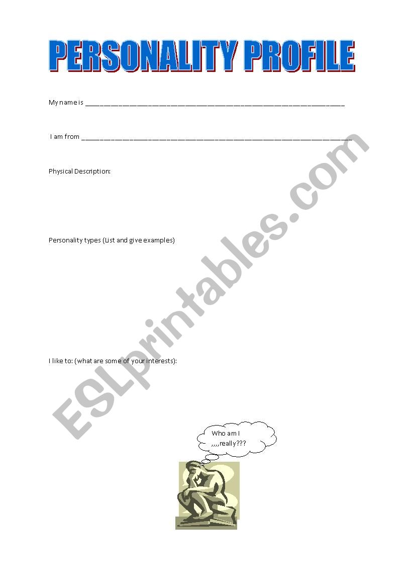 Personality Profile worksheet