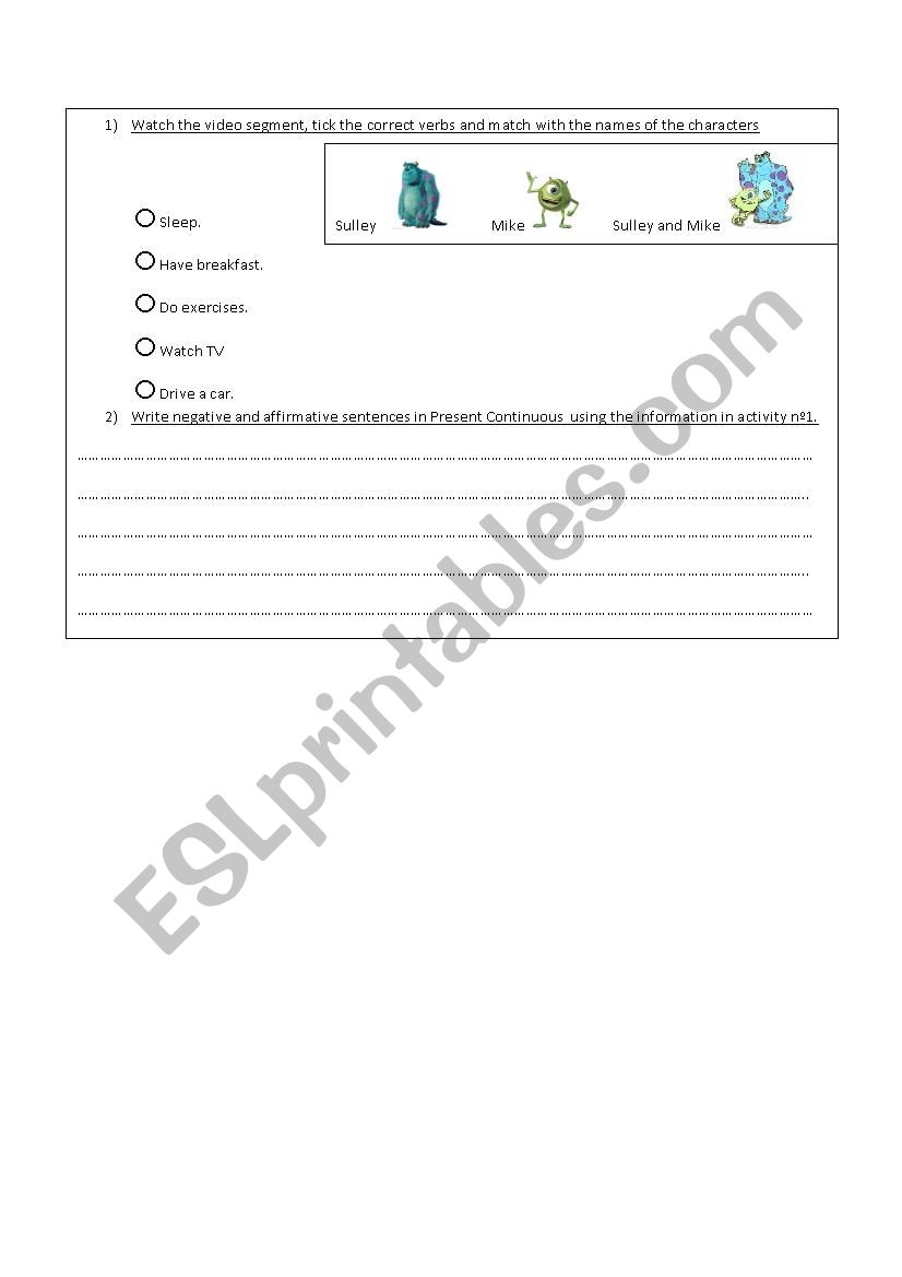 present continuous worksheet