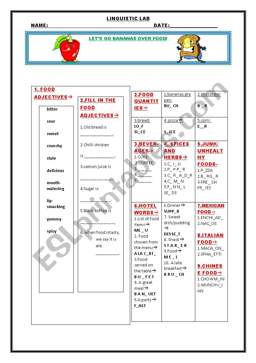 FOOD FUN worksheet