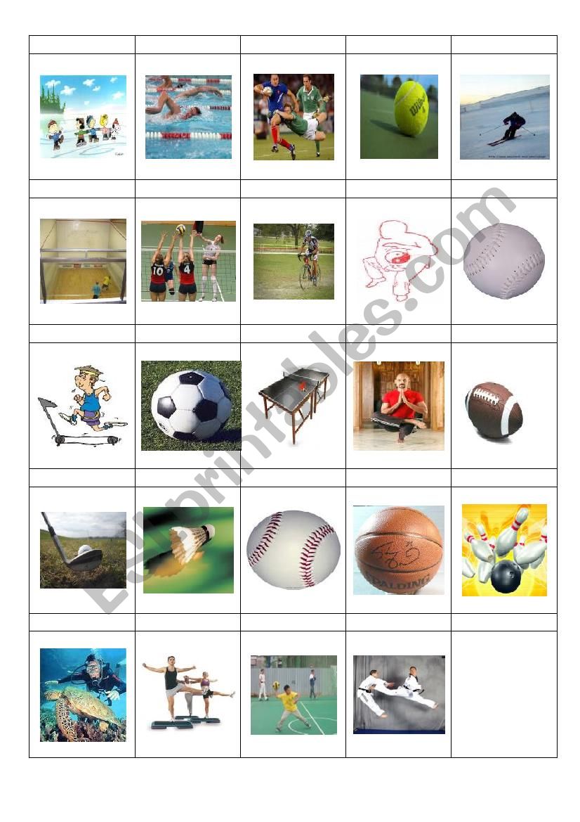 sports worksheet