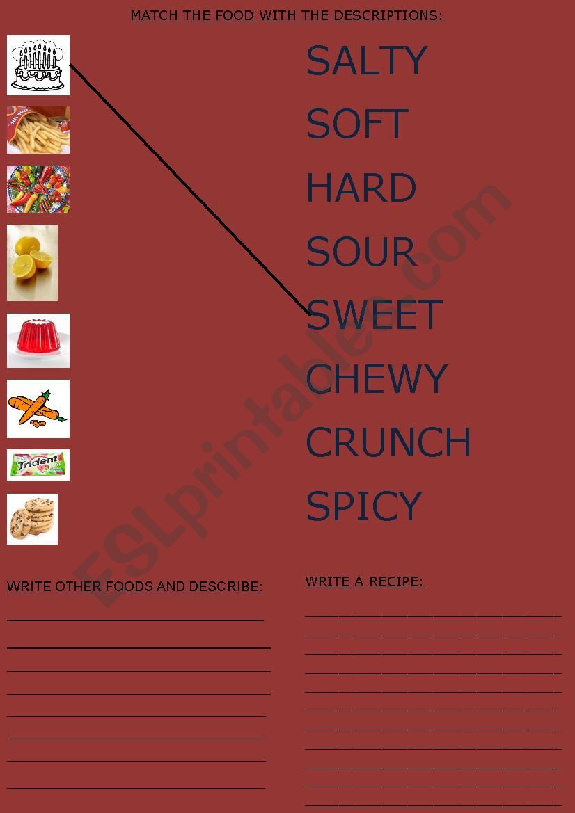 Food Descriptions worksheet