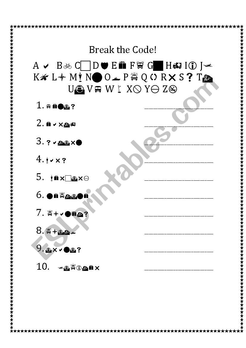 Break the Code - Planets worksheet