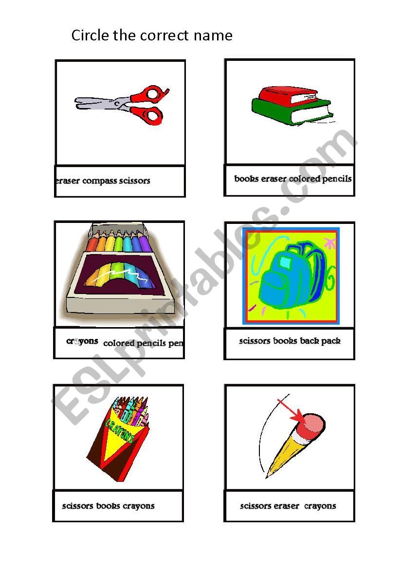 School room  Objects worksheet