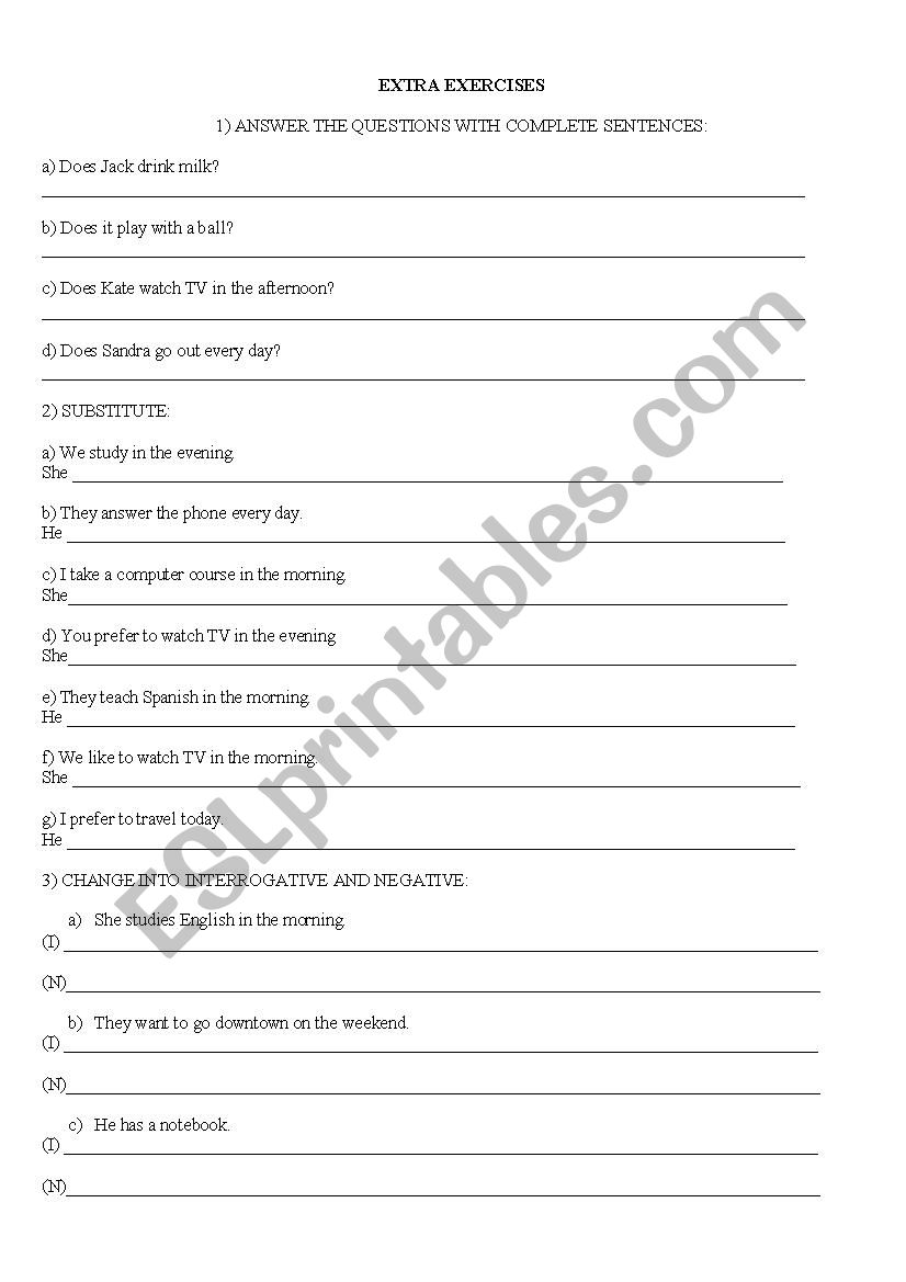 Present Simple - 3rd person worksheet