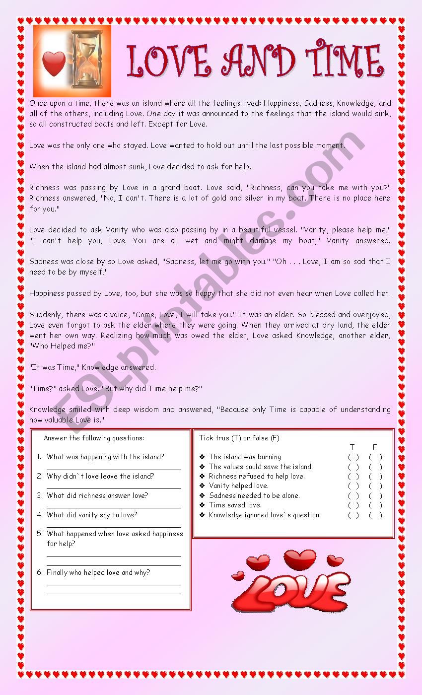 LOVE AND TIME  worksheet