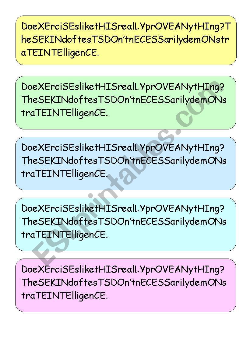 Fun reading exercise/ warm up worksheet