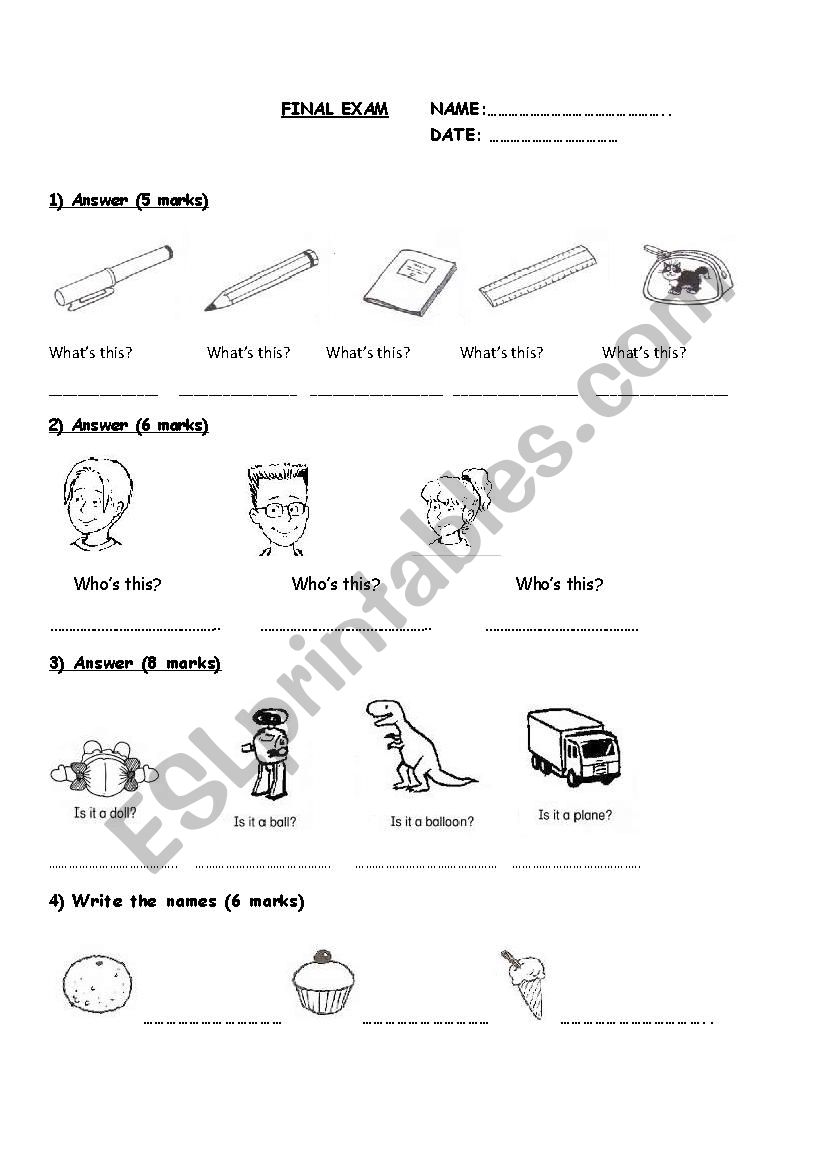 Test - Activities - School Objects - Colours - Numbers - Answer simple question - Happy Street 1