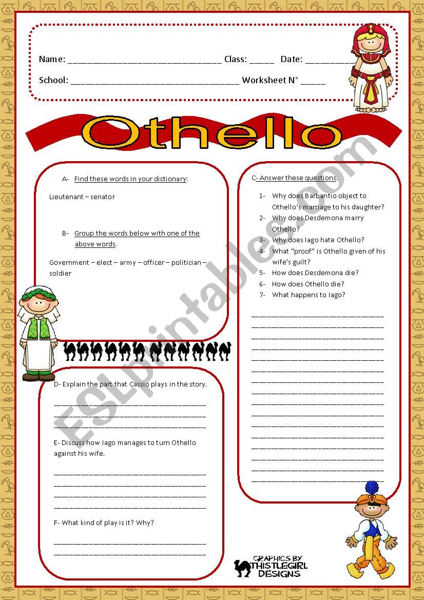 Othello worksheet