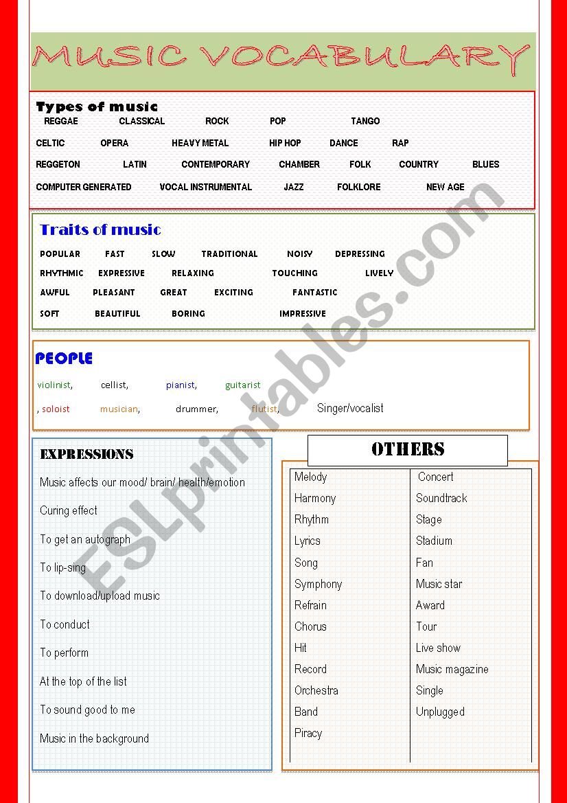 MUSIC VOCABULARY worksheet