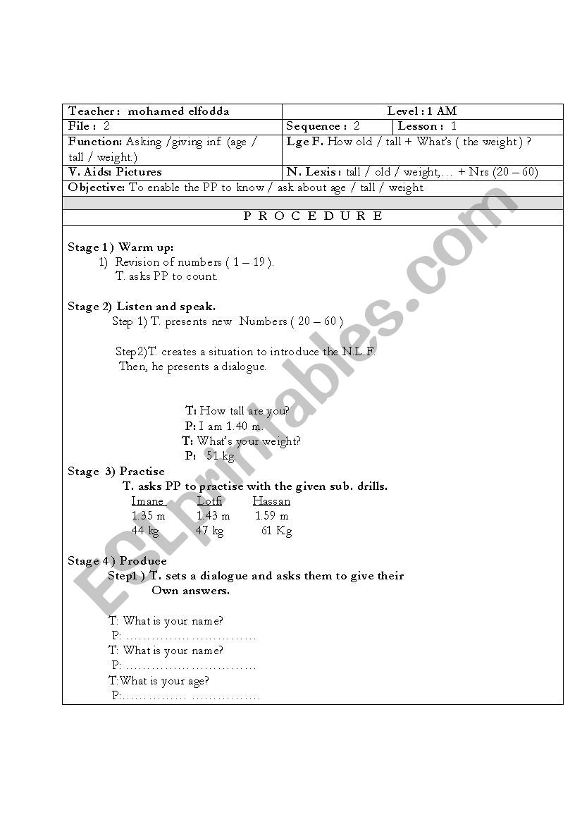 middle school lesson plan worksheet