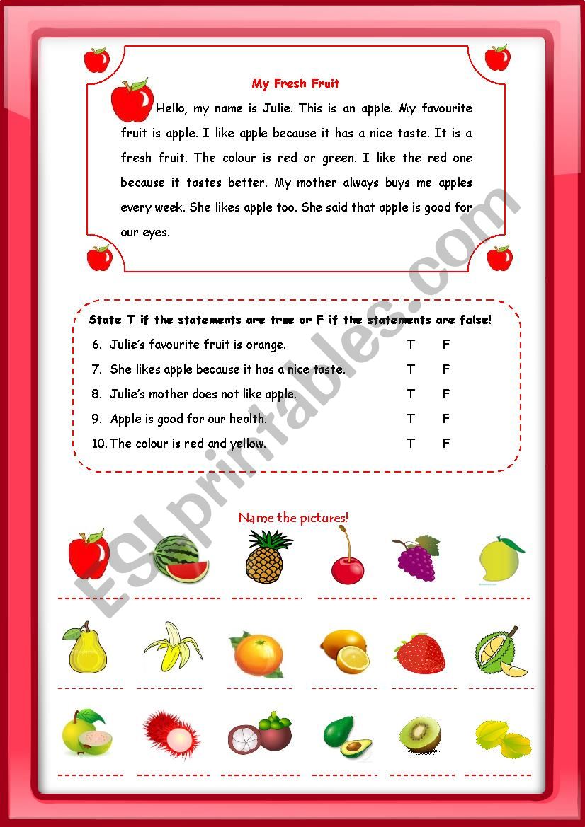 Fruit worksheet