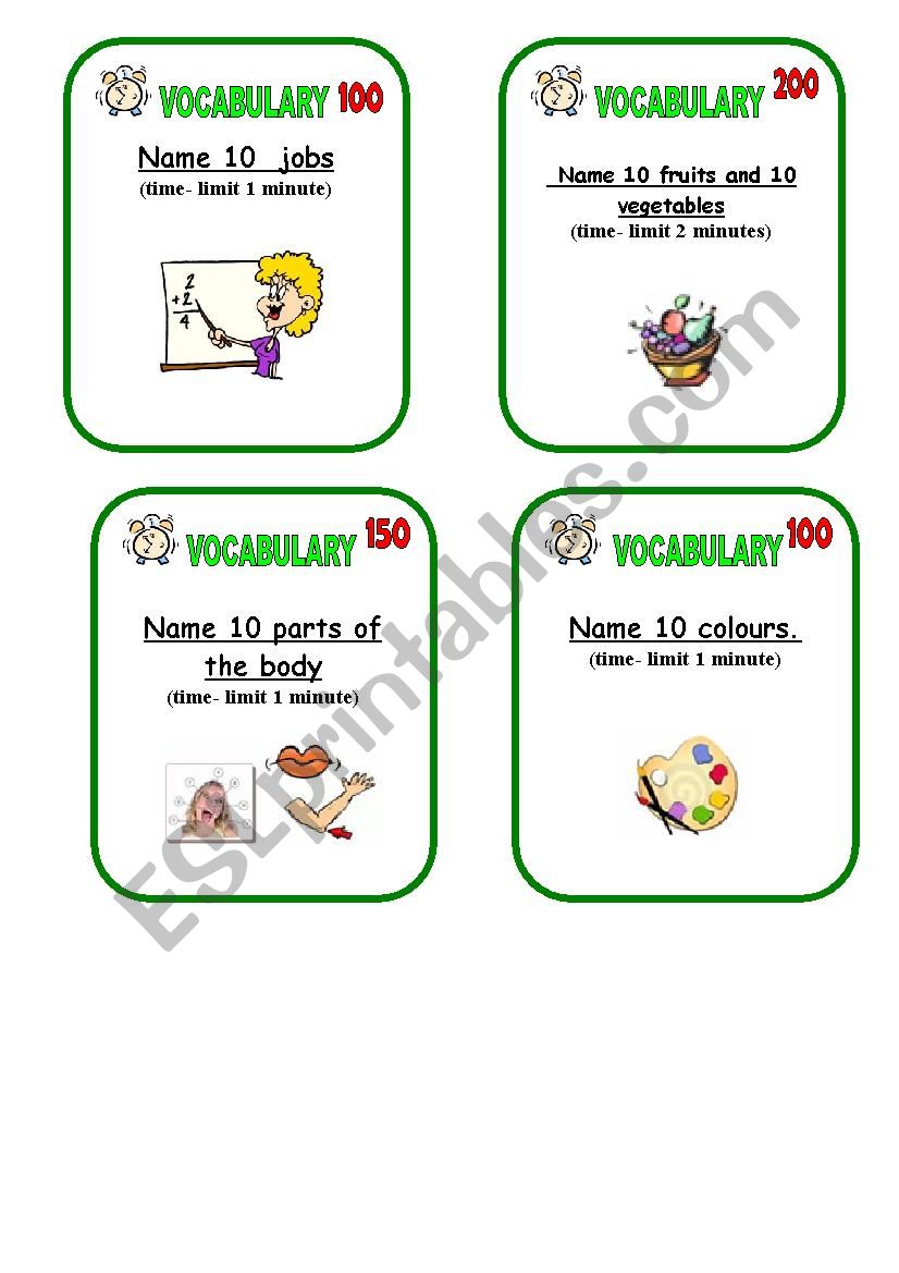 Game worksheet