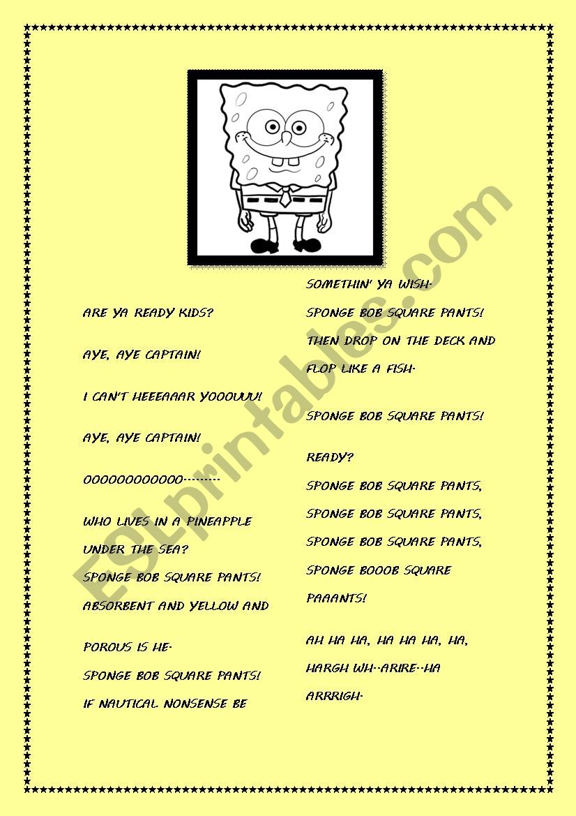Sponge Bob Square Pants worksheet