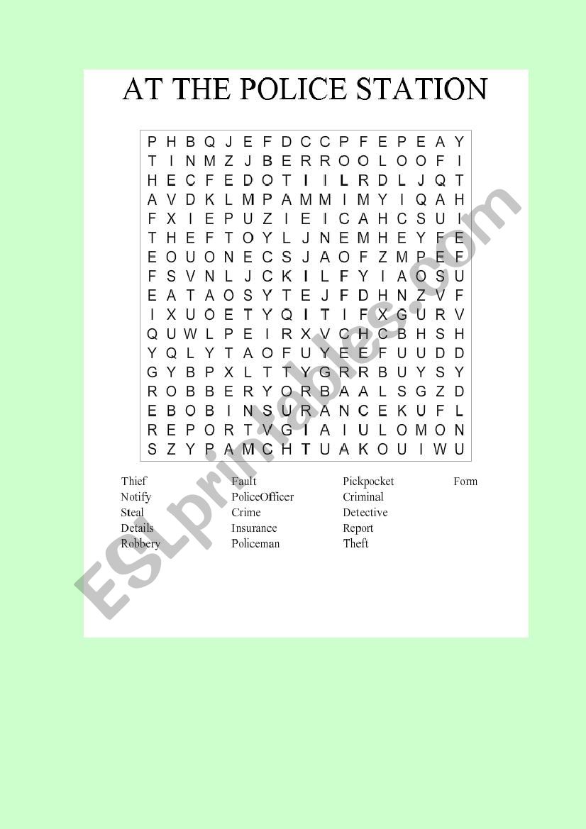 AT THE POLICE STATION worksheet