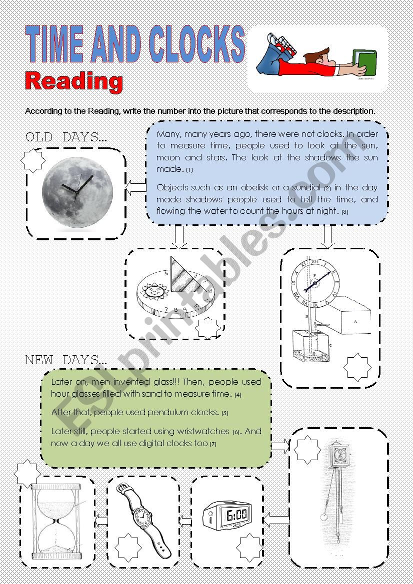 TIME AND CLOCKS - READING- worksheet