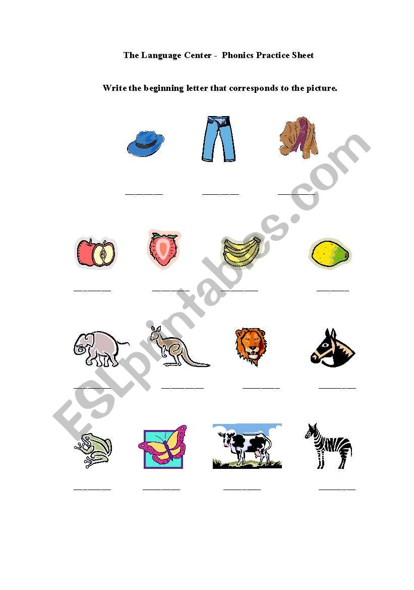 Phonics Practice Sheet worksheet