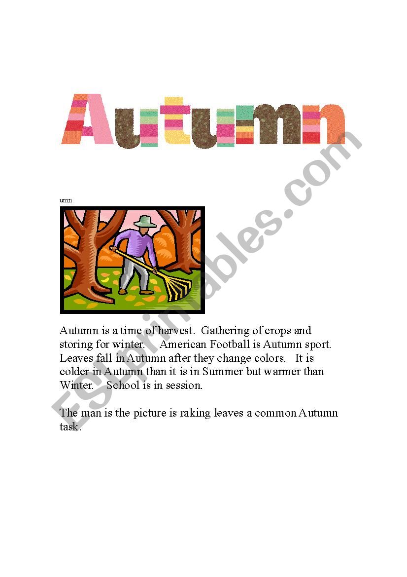 Autumn  has key worksheet