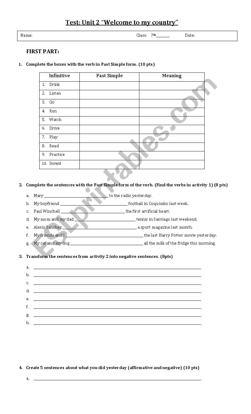 Past Simple worksheet