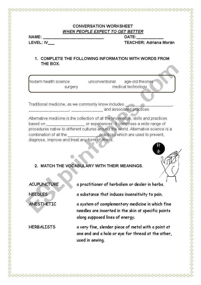 MODERN MEDICINE worksheet