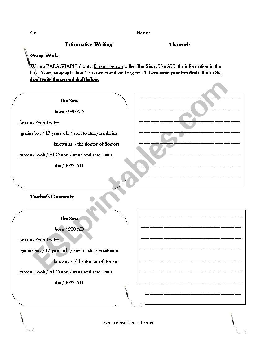 Informative Writing worksheet