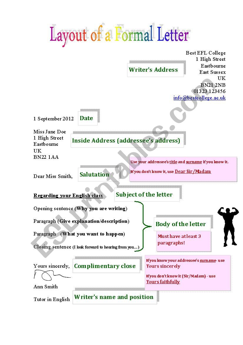 Typical Layout of a Formal Letter