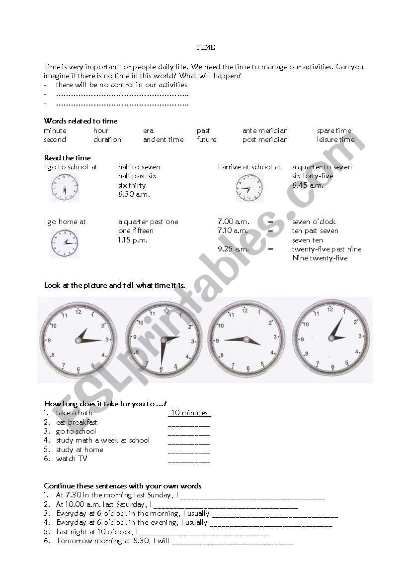 Time worksheet