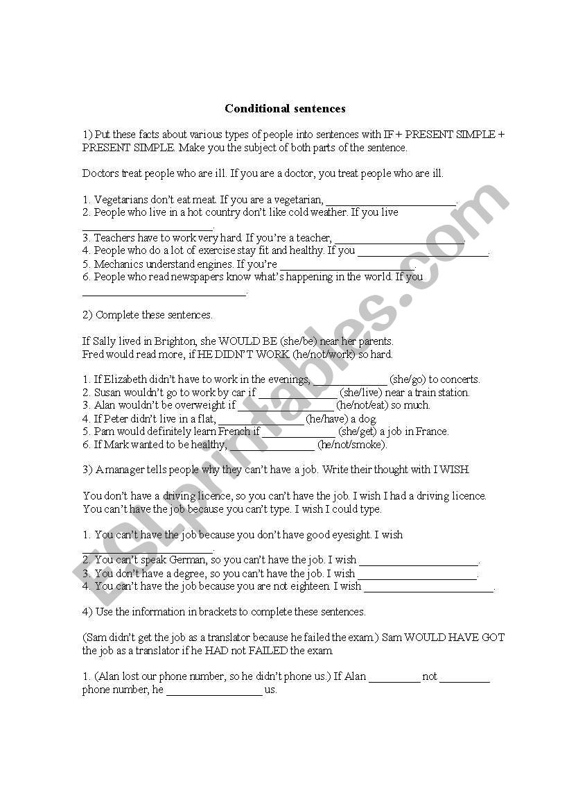 Conditional sentences worksheet