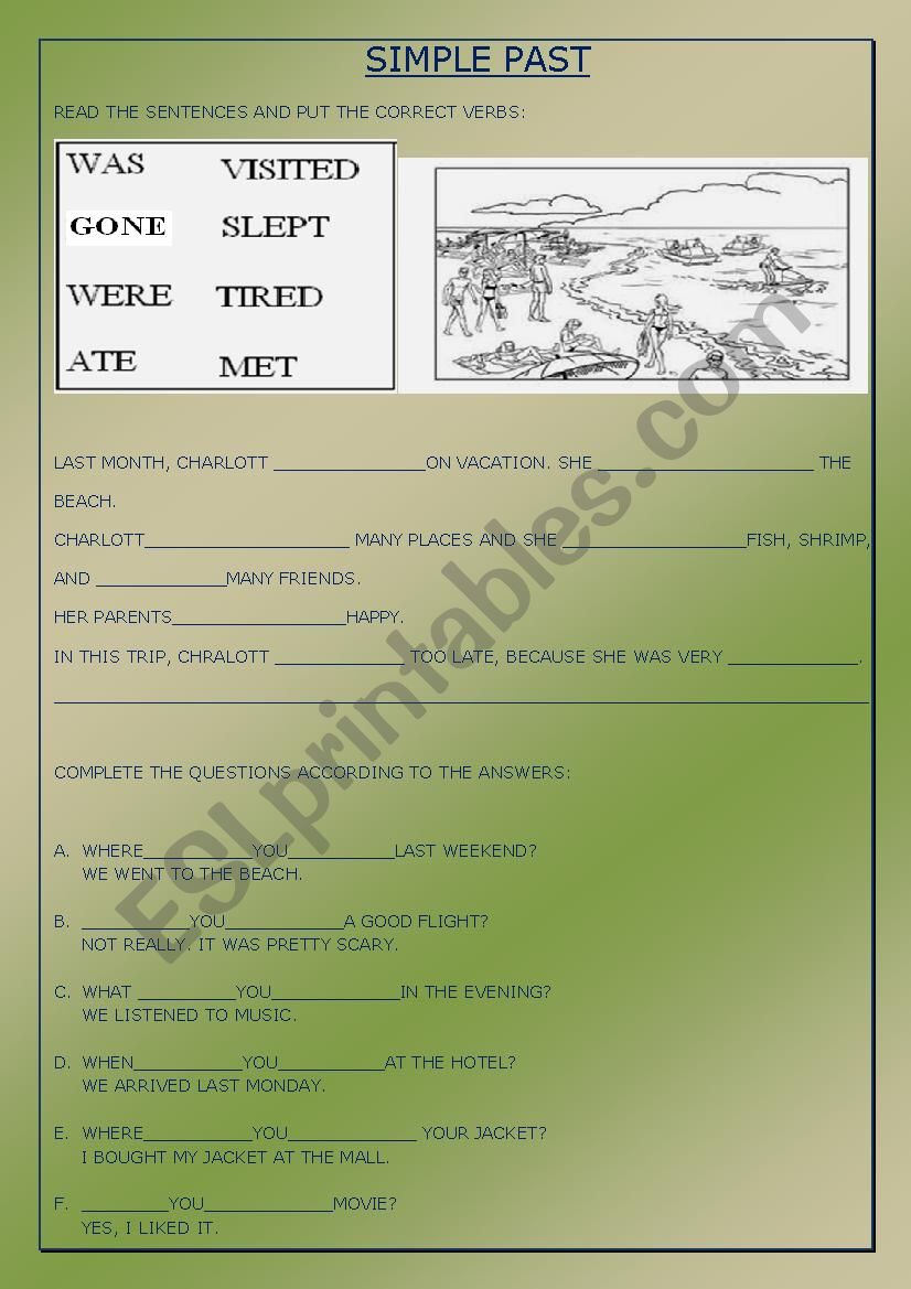 Simple Past Tense worksheet