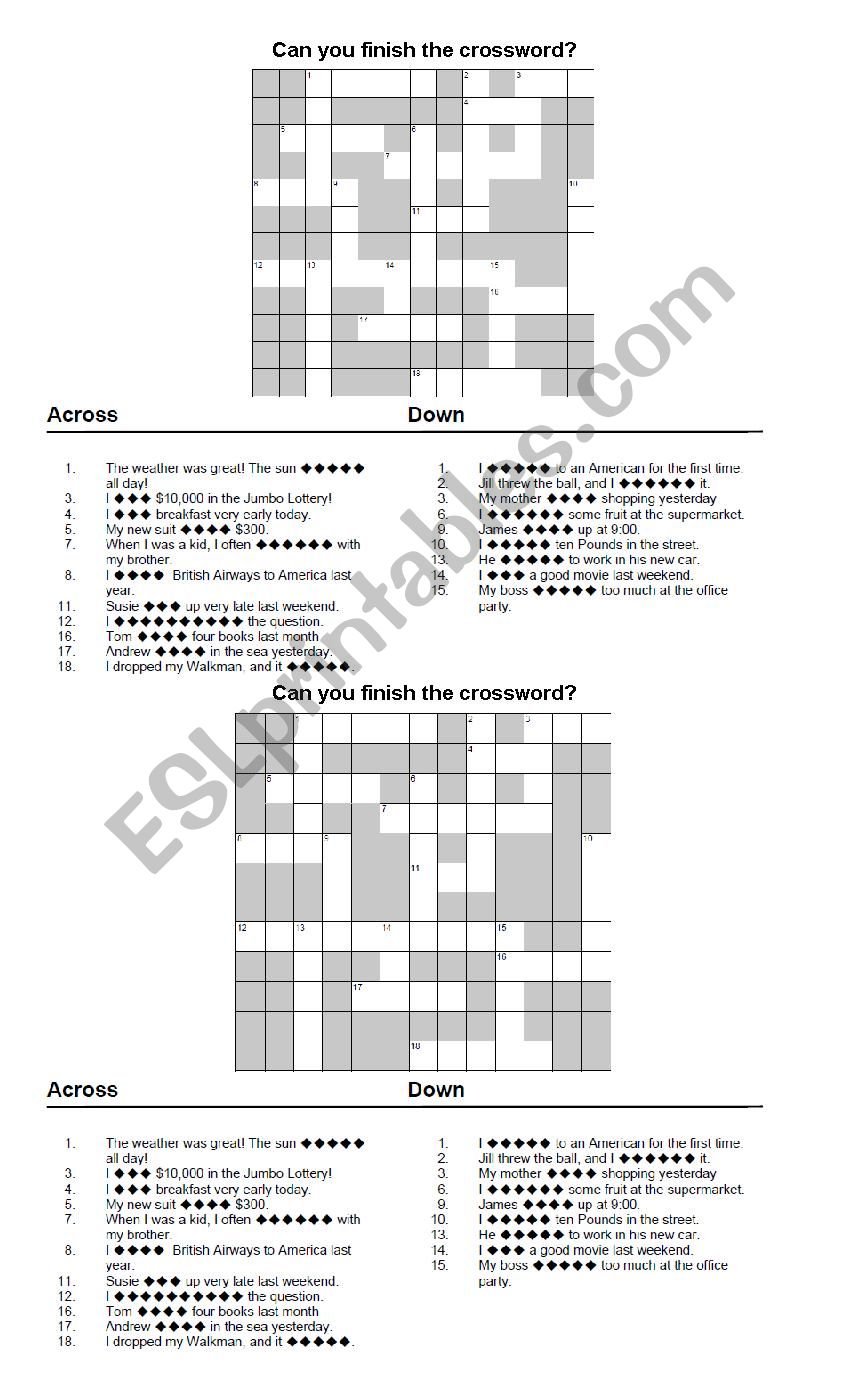 past simple verbs worksheet