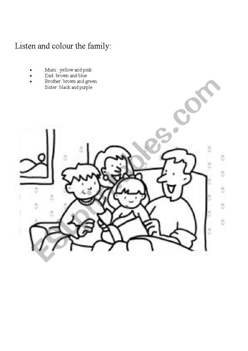 Color the family worksheet