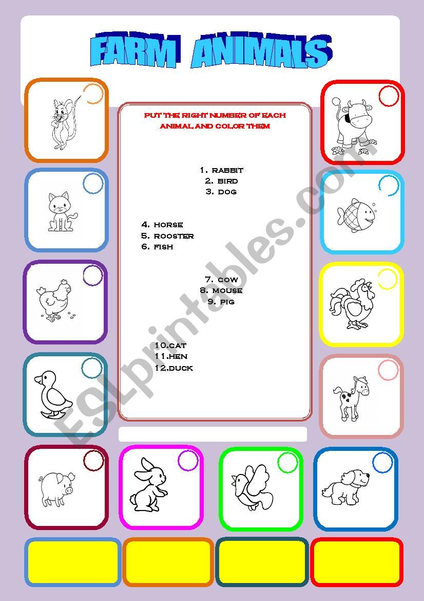 farm animals worksheet