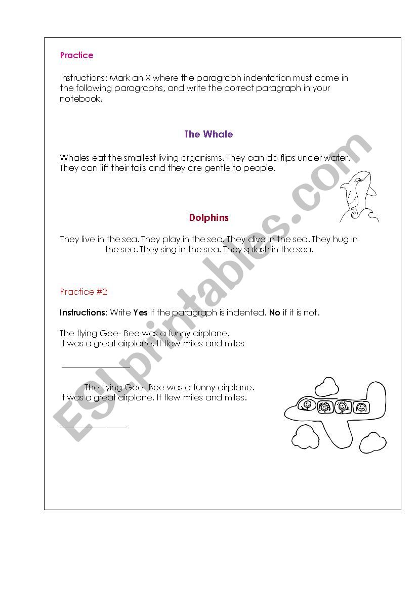 Indentation  worksheet