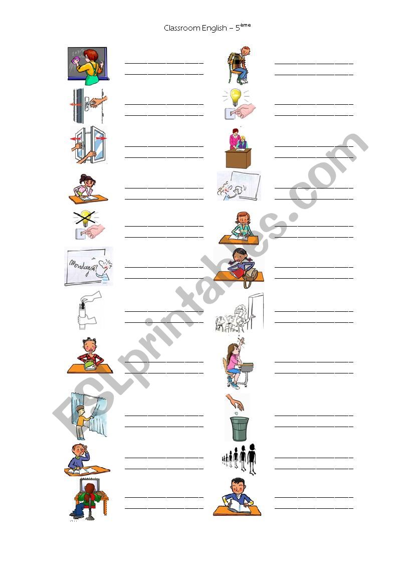 classroom english worksheet worksheet