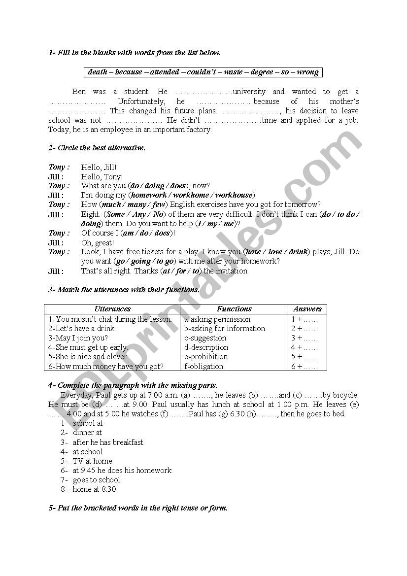 Language activities 19 worksheet