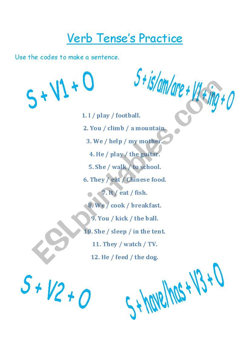 Verb Tense Practice worksheet