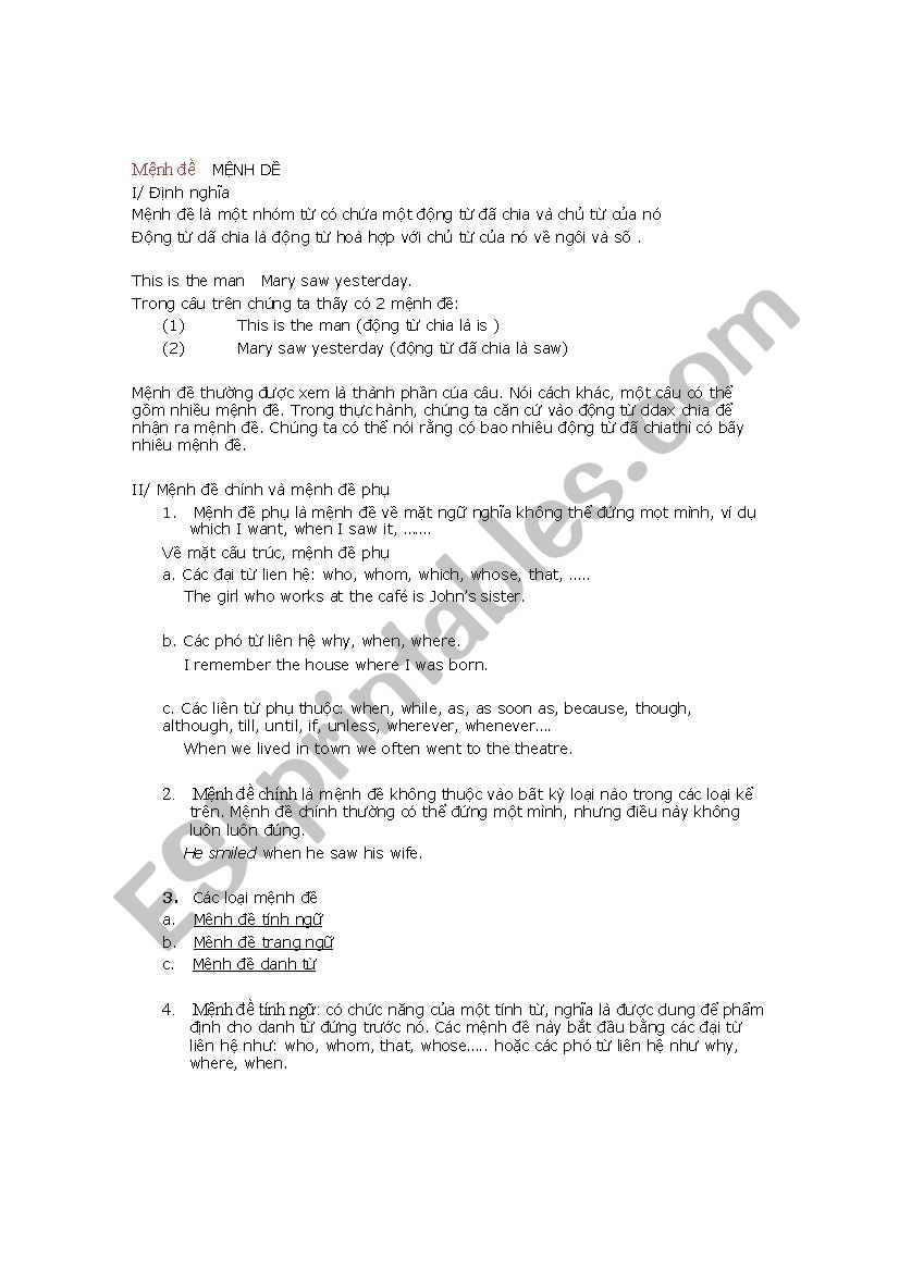 Grammar worksheet