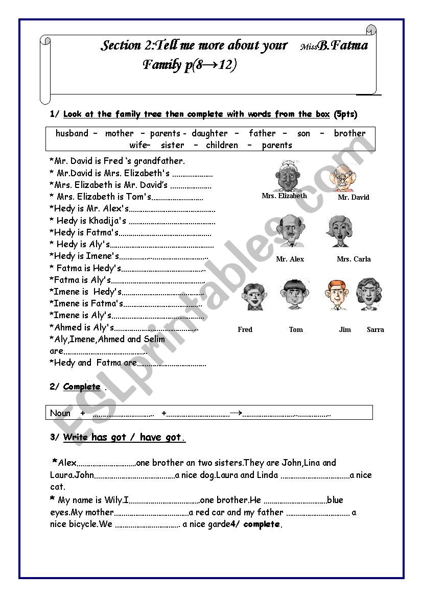 family worksheet